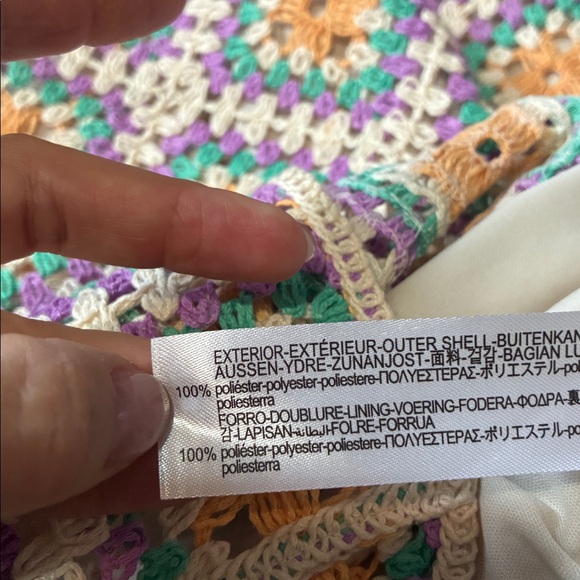 Zara Crocheted Mini Dress Granny square Size M NWT Lined Boho Beach Festival - Picture 10 of 11
